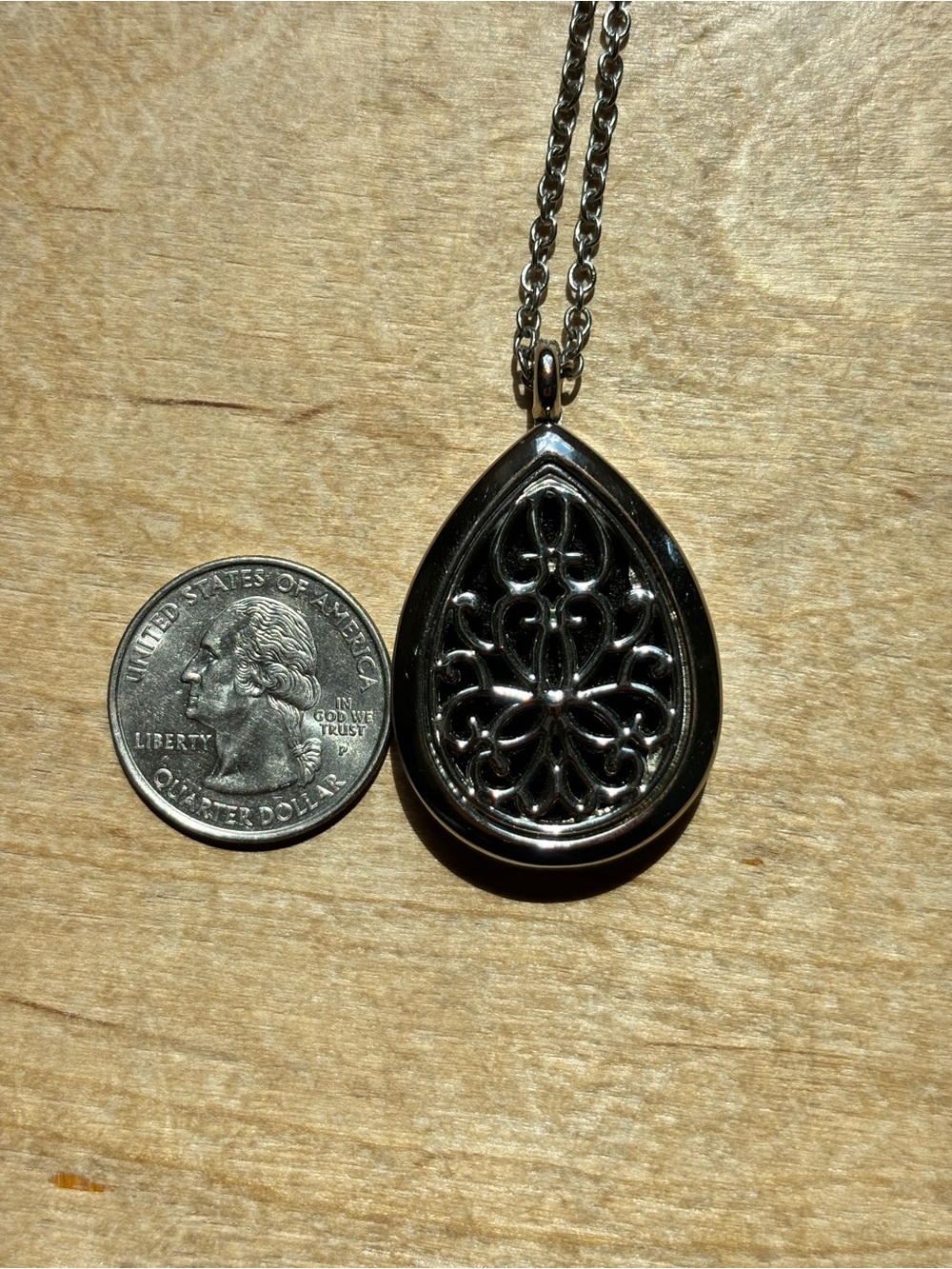 Boho Silver Filigree Teardrop Necklace - Picture 8 of 9